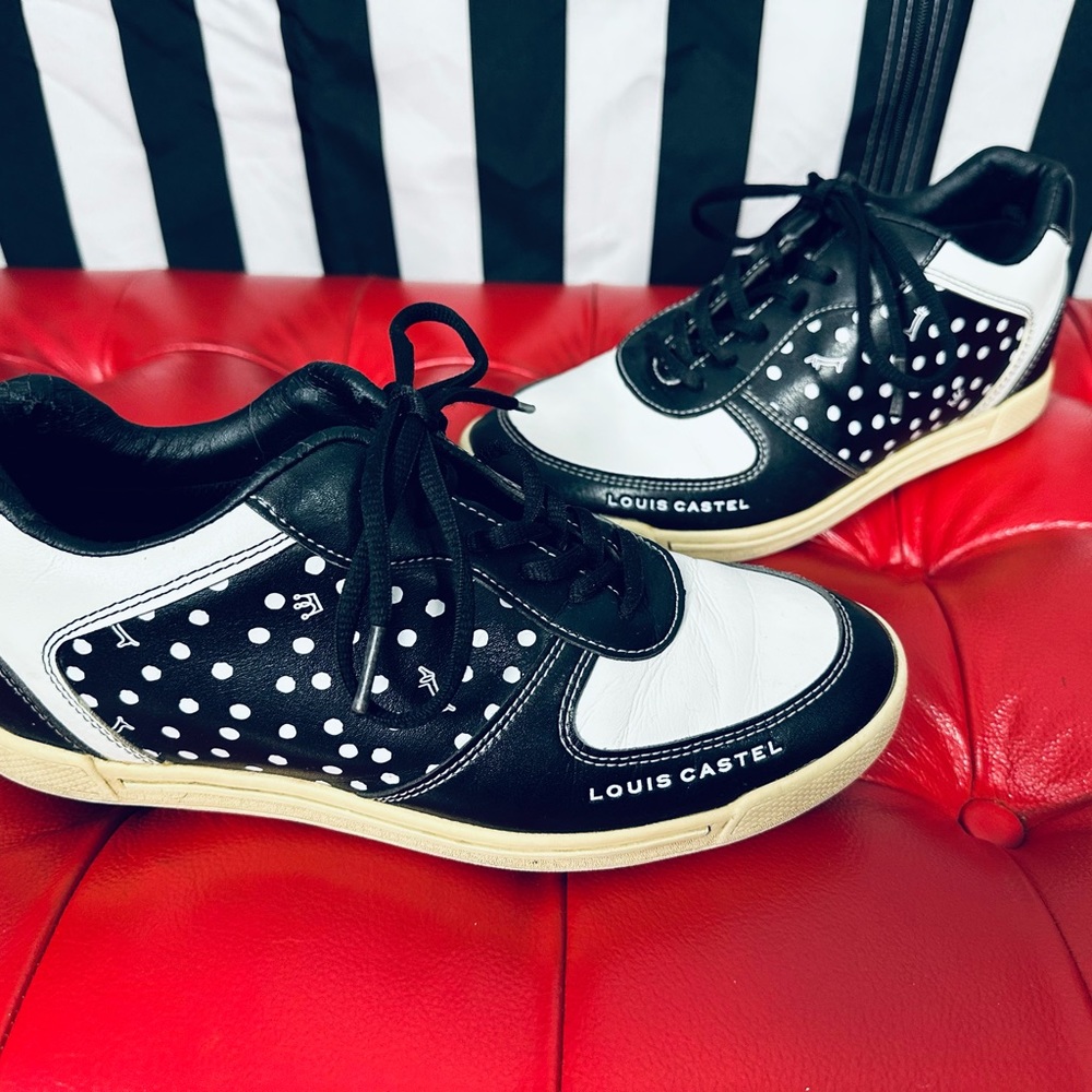 Louis Castel Paris - Black & White Polka Dot Golf Sneakers